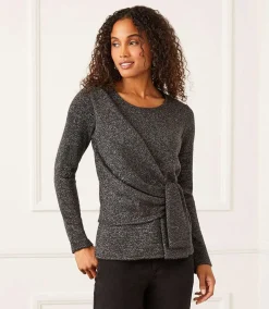 Petite Size Side Tie Metallic Top