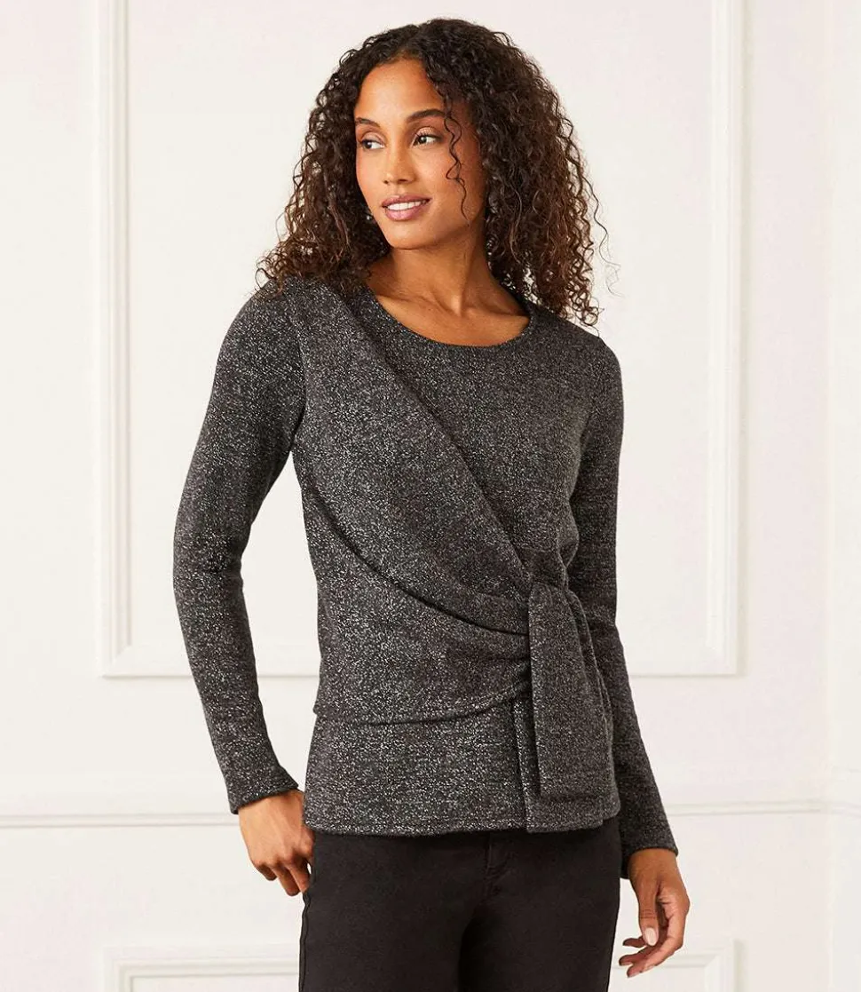 Petite Size Side Tie Metallic Top