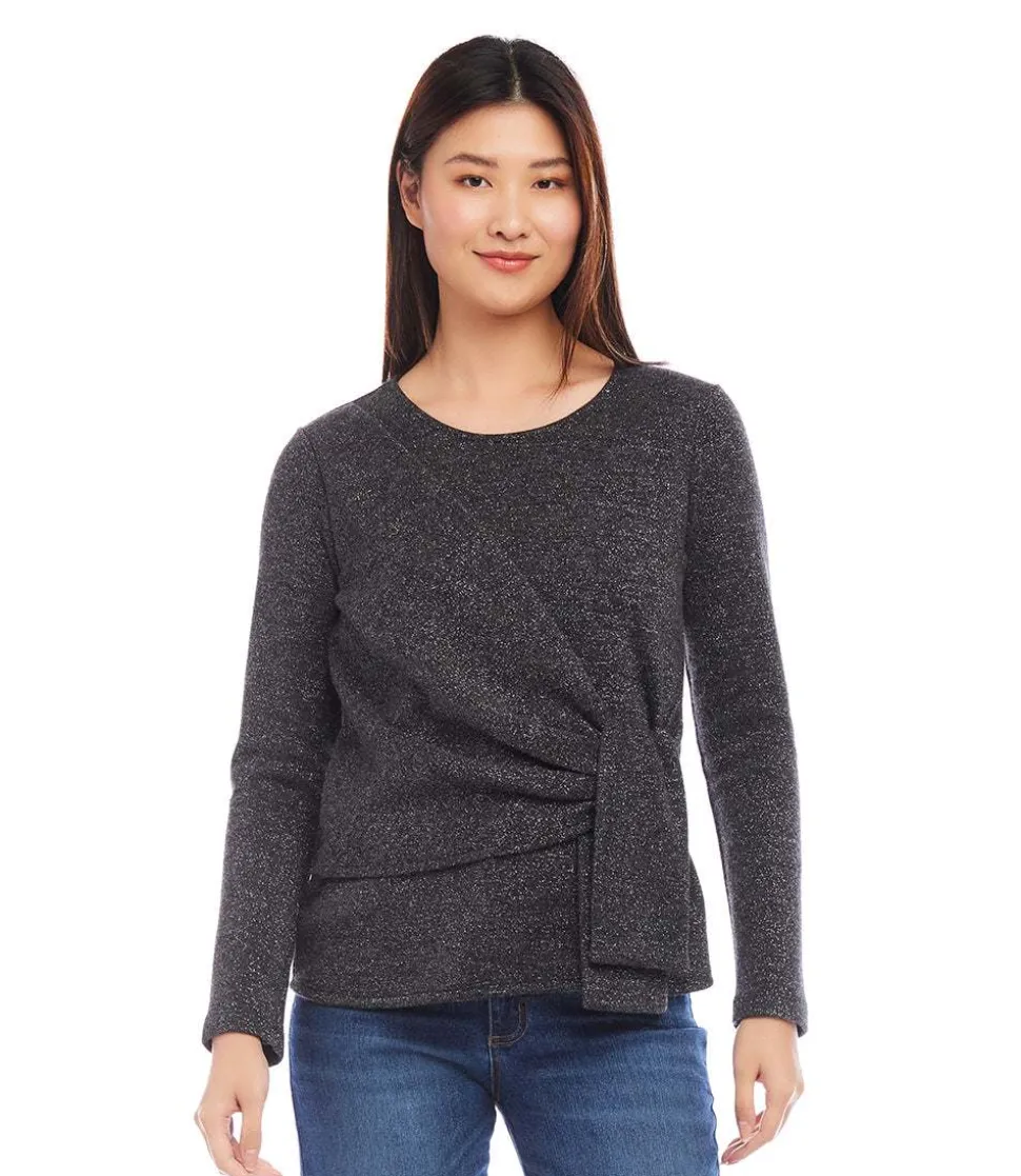 Petite Size Side Tie Metallic Top