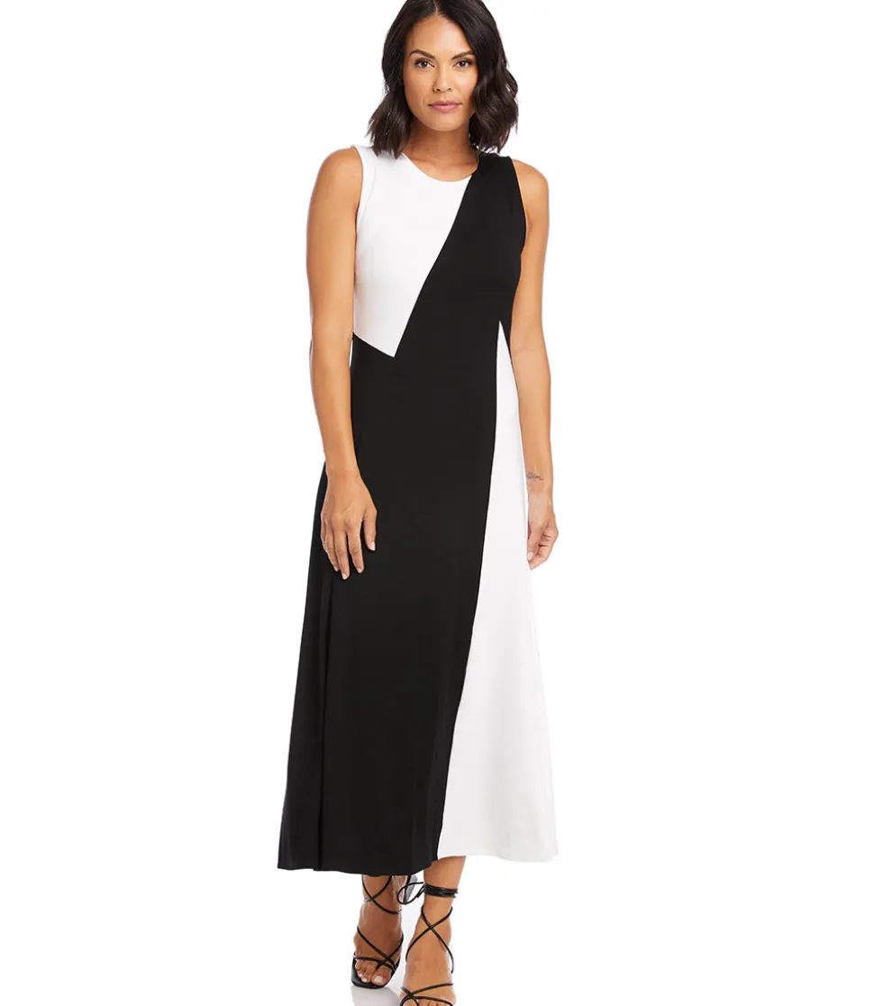 Petite Size Sleeveless Colorblock Dress