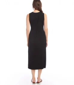 Petite Size Sleeveless Faux Wrap Midi Dress