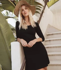 Petite Size Three Quarter Sleeve A-Line Dress