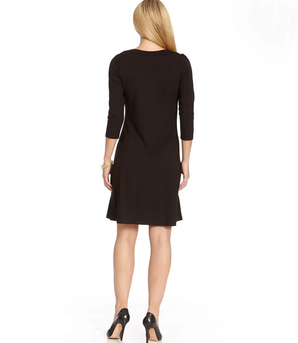 Petite Size Three Quarter Sleeve A-Line Dress