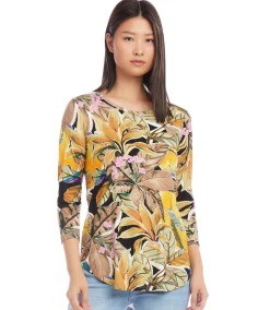 Petite Size Three Quarter Sleeve Shirttail Top