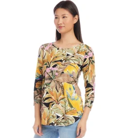 Petite Size Three Quarter Sleeve Shirttail Top