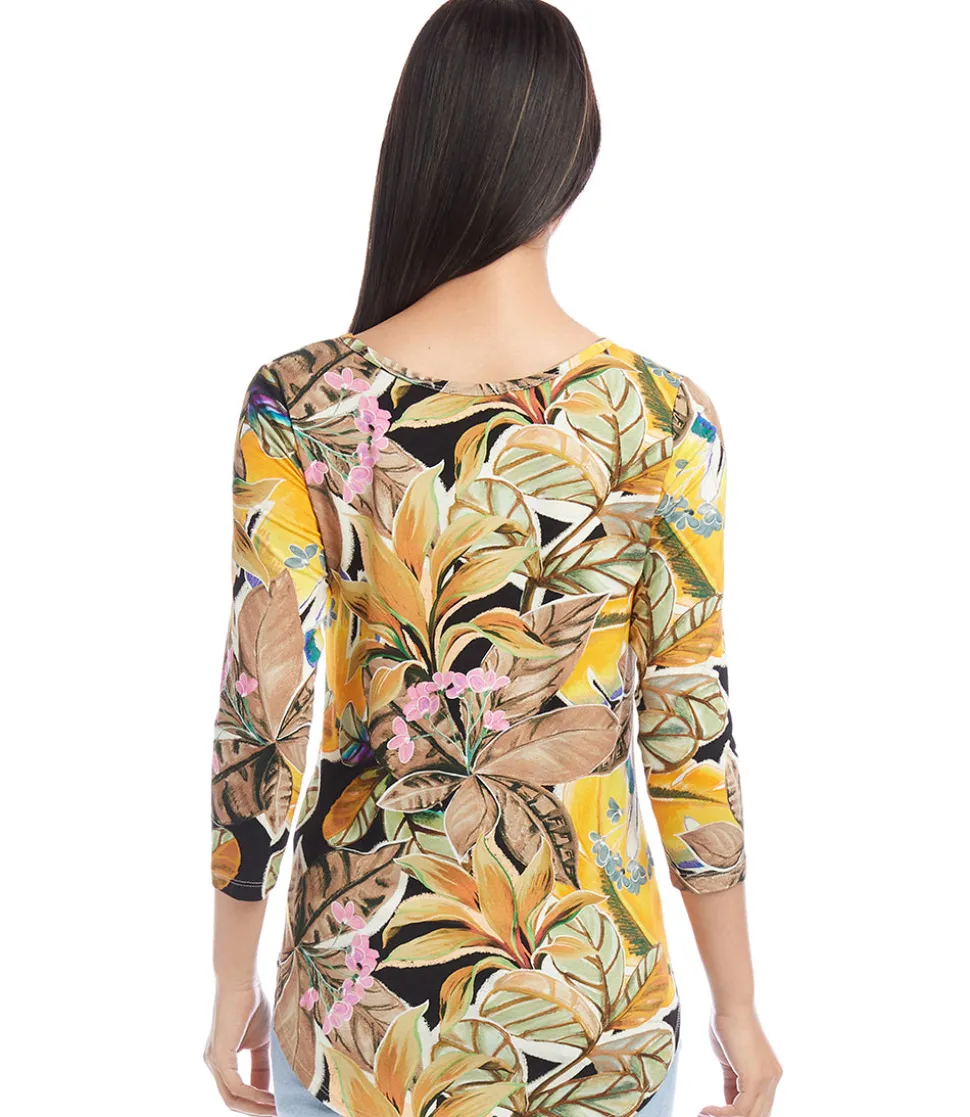 Petite Size Three Quarter Sleeve Shirttail Top