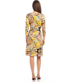 Petite Size Three Quarter Sleeve A-Line Dress