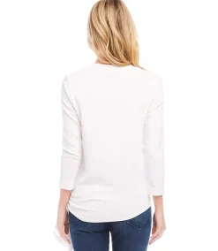 Petite Size Three Quarter Sleeve Side-Tie Top