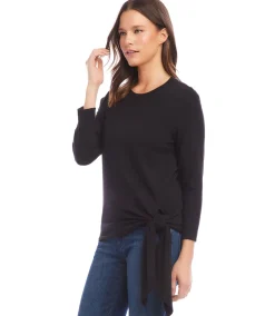 Petite Size Three Quarter Sleeve Side-Tie Top