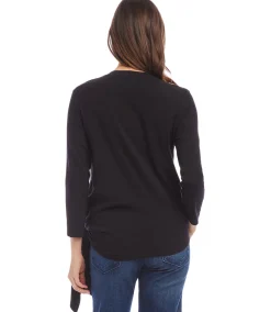 Petite Size Three Quarter Sleeve Side-Tie Top