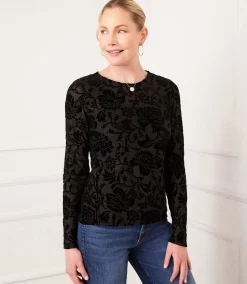 Petite Size Velvet Burnout Top
