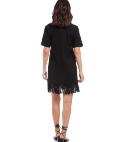 Petite Size V-Neck Fringe Dress