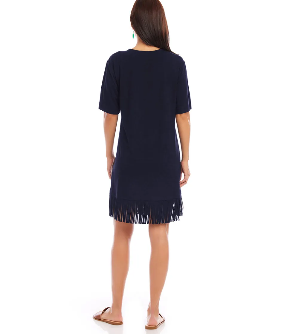 Petite Size V-Neck Fringe Dress