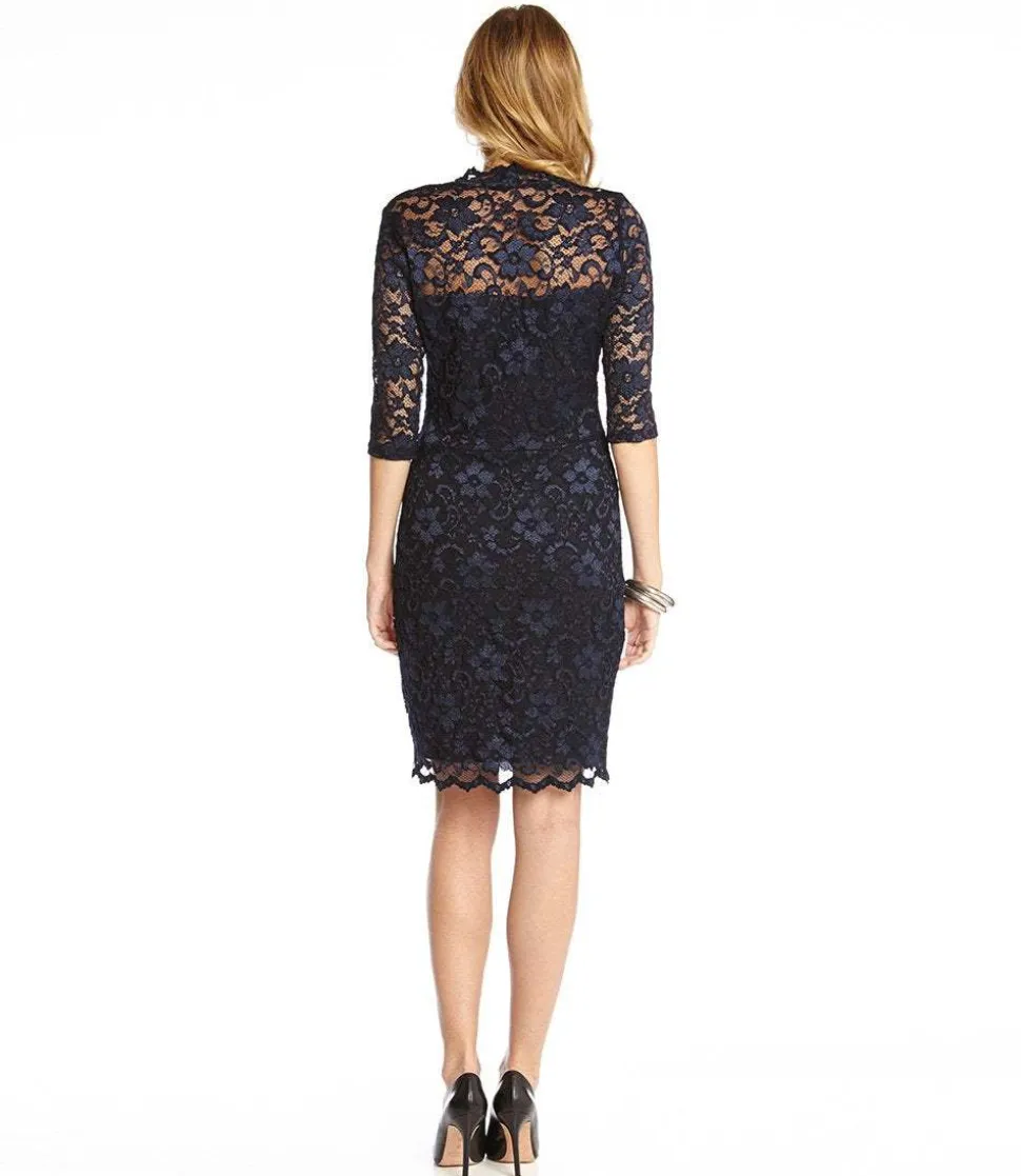 Petite Size V-Neck Scallop Lace Dress