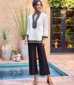 Pintuck Wide Leg Pants