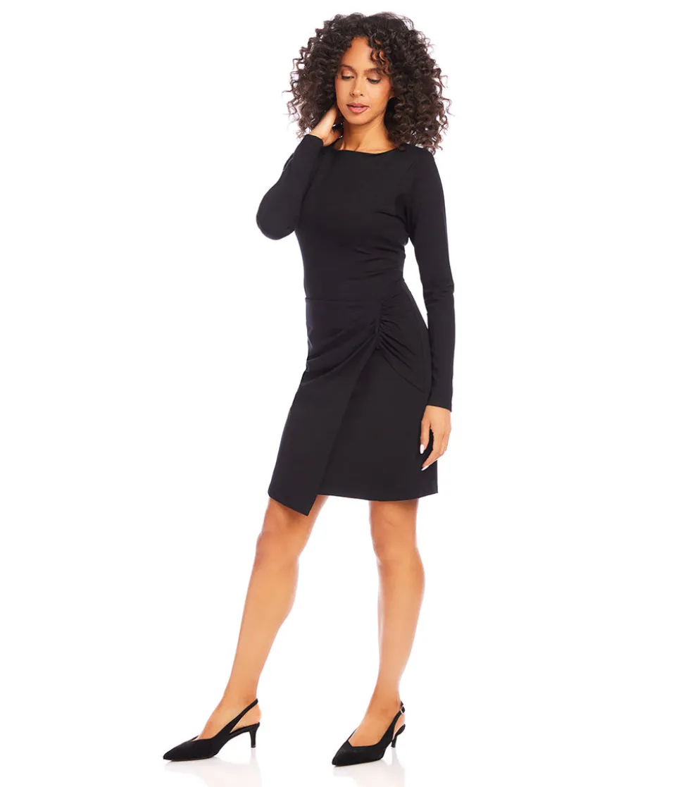 Pleated Faux Wrap Dress