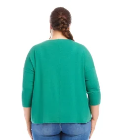 Plus Size 3/4 Sleeve Boatneck Top