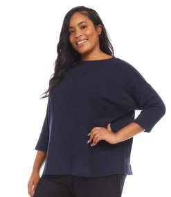 Plus Size 3/4 Sleeve Boatneck Top