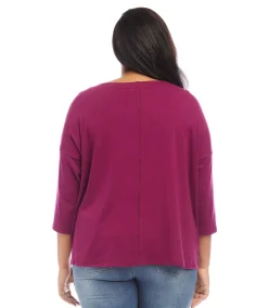 Plus Size 3/4 Sleeve Boatneck Top