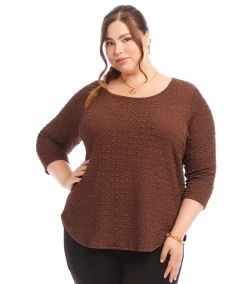 Plus Size 3/4 Sleeve Shirttail Top