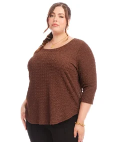 Plus Size 3/4 Sleeve Shirttail Top