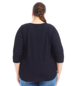 Plus Size 3/4 Sleeve Shirttail Top