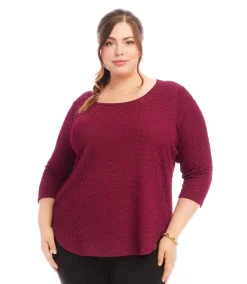 Plus Size 3/4 Sleeve Shirttail Top
