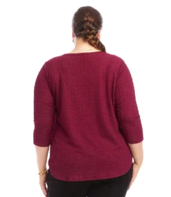 Plus Size 3/4 Sleeve Shirttail Top