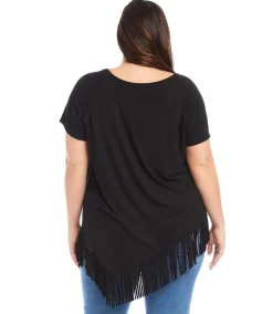 Plus Size Angled Fringe Top