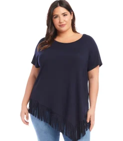 Plus Size Angled Fringe Top