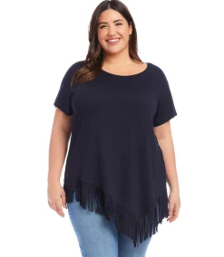 Plus Size Angled Fringe Top