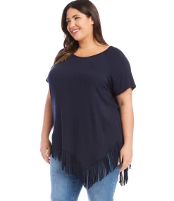 Plus Size Angled Fringe Top