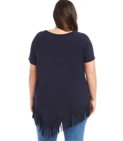 Plus Size Angled Fringe Top