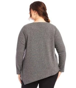 Plus Size Asymmetric Boatneck Top