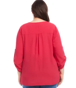 Plus Size Asymmetric Hem Wrap Top