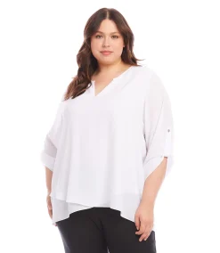 Plus Size Asymmetric Hem Wrap Top