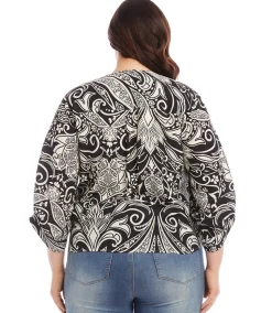 Plus Size Blouson Sleeve Tie-Front Top