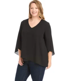 Plus Size Bracelet Sleeve Asymmetric Top
