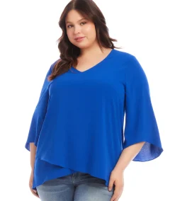 Plus Size Bracelet Sleeve Asymmetric Top