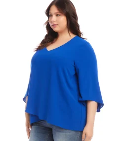 Plus Size Bracelet Sleeve Asymmetric Top