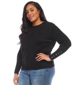 Plus Size Button Sleeve Sweater
