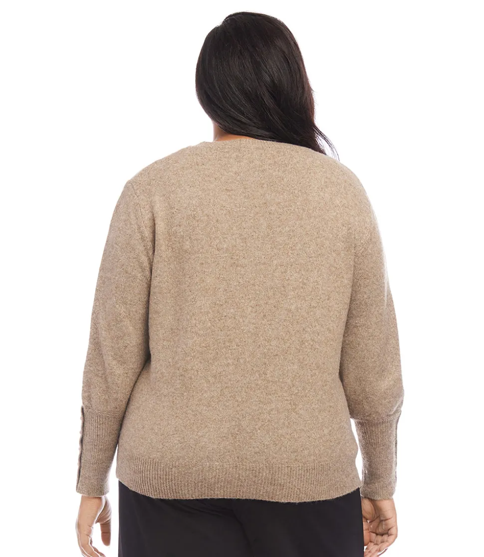 Plus Size Button Sleeve Sweater