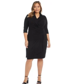 Plus Size Cascade Wrap Dress