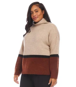 Plus Size Colorblock Sweater