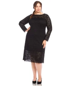 Plus Size Column Lace Dress