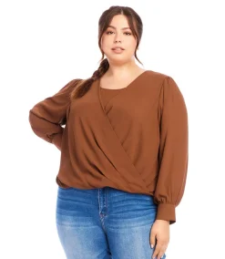 Plus Size Drape Front Top