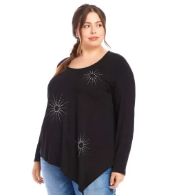 Plus Size Embellished Asymmetric Top