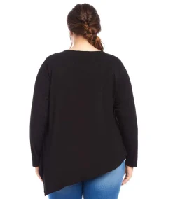 Plus Size Embellished Asymmetric Top