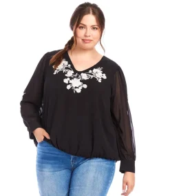 Plus Size Embellished Blouson Top
