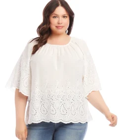 Plus Size Embroidered Peasant Top
